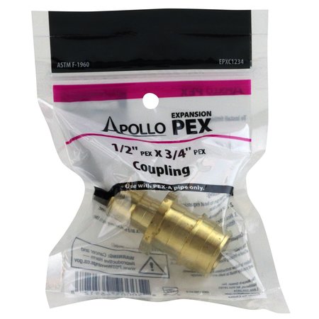 APOLLO EXPANSION PEX 1/2 in. x 3/4 in. Brass PEX-A Reducing Barb Coupling EPXC1234